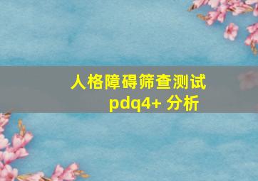 人格障碍筛查测试pdq4+ 分析